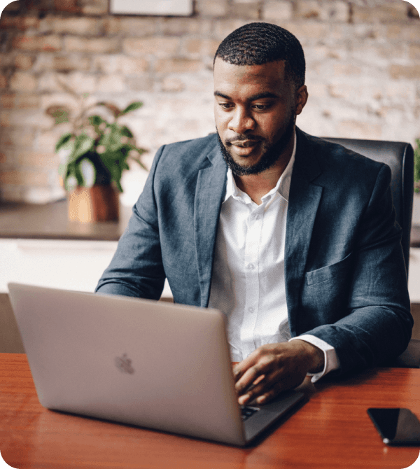 Man at his computer working